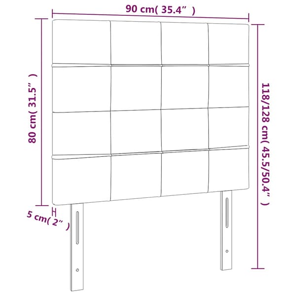 Sänggavel LED mörkblå 90x5x118/128 cm sammet