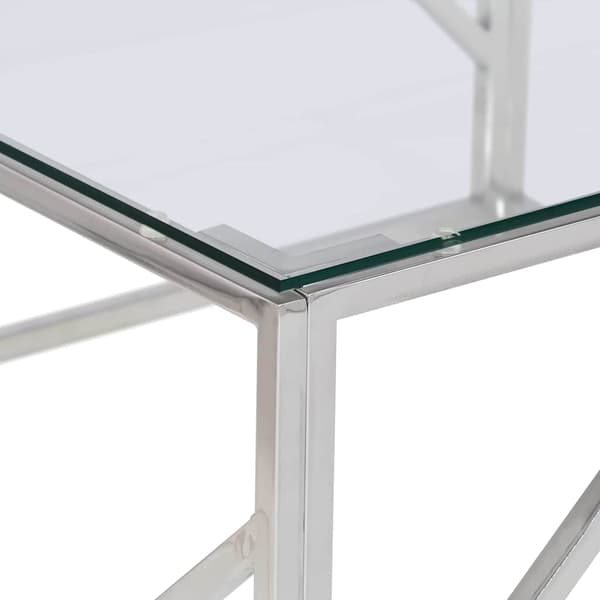 Soffbord silver rostfritt stål och härdat glas
