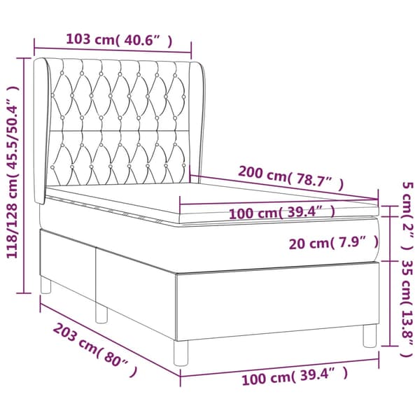 Ramsäng med madrass mörkgrå 100x200 cm tyg