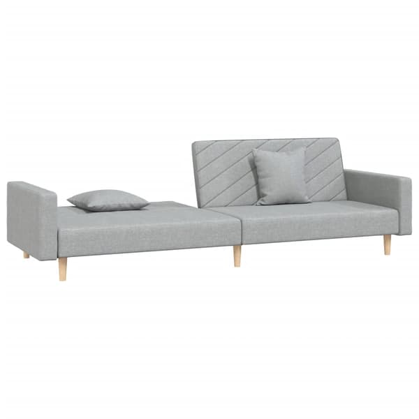 Bäddsoffa 2-sits med två kuddar ljusgrå tyg
