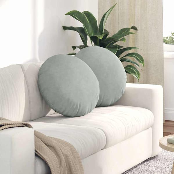 Sittkuddar 2 pcs Ljusgrå Ø50 x 19 cm Sammet