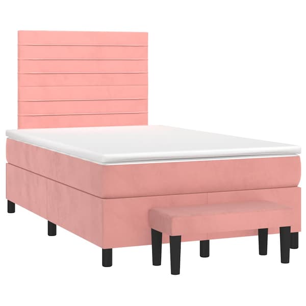 Ramsäng med madrass rosa 120x190 cm sammet