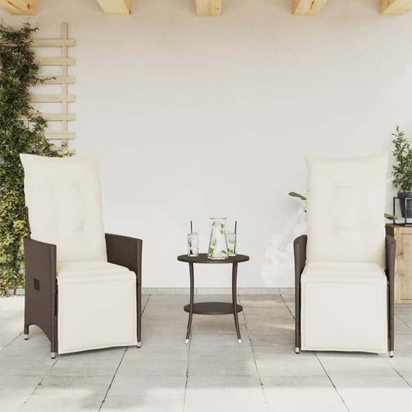 Bistrogrupp med dynor 3 delar brun konstrotting