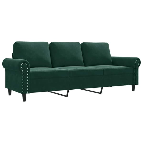 3-sitssoffa mörkgrön 180 cm sammet