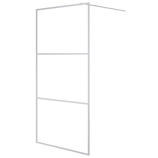 Duschvägg silver 100x195 cm halvfrostat ESG-glas