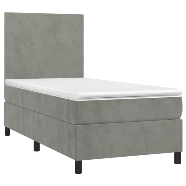 Ramsäng med madrass ljusgrå 80x200 cm sammet