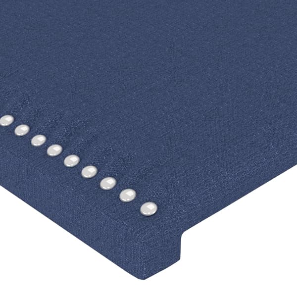 Sänggavel LED blå 203x16x118/128 cm tyg