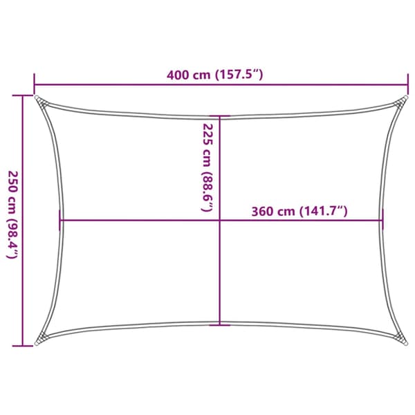 Solsegel 160 g/m² rektangulär ljusgrå 2,5x4 m HDPE