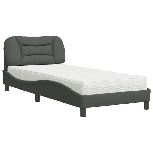 Bed with Mattress "Hvar" Dark Grey 90x200 cm Fabric