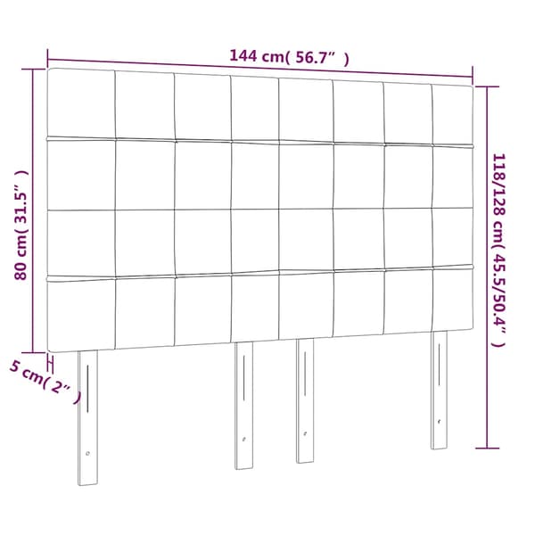 Sänggavel LED mörkgrön 144x5x118/128 cm sammet