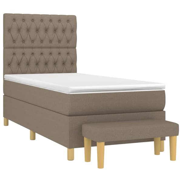 Ramsäng med madrass taupe 90x200 cm tyg