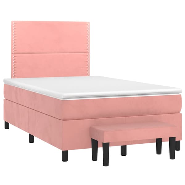 Ramsäng med madrass rosa 120x190 cm sammet