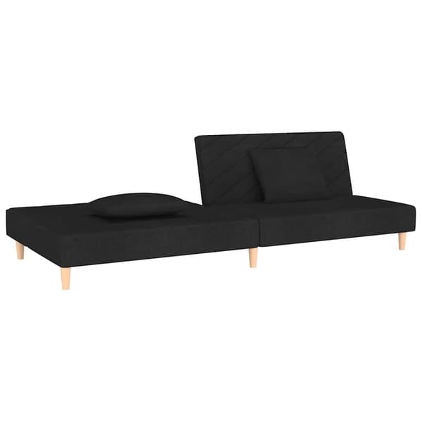 Bäddsoffa 2-sits med två kuddar svart tyg