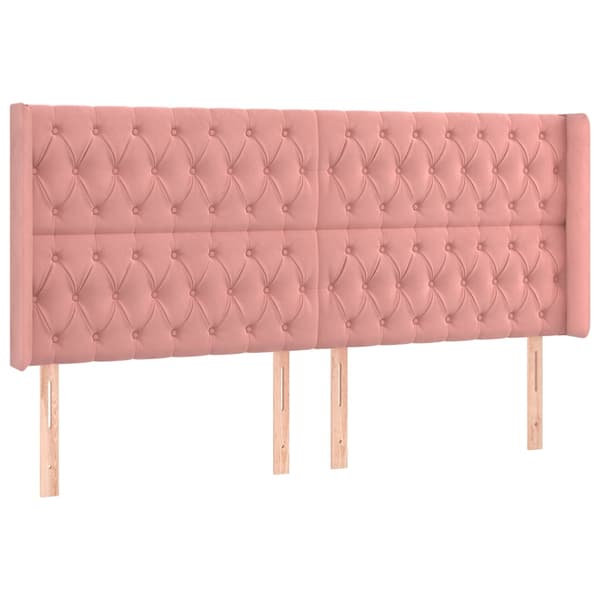 Ramsäng med madrass rosa & LED 180x200 cm sammet