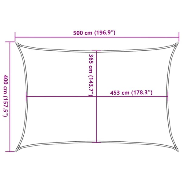 Solsegel ljusgrå 5x4 m 100% polyesteroxford
