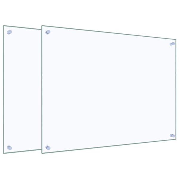 Stänkskydd 2 st transparent 80x60 cm härdat glas