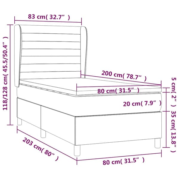 Ramsäng med madrass mörkblå 80x200 cm sammet