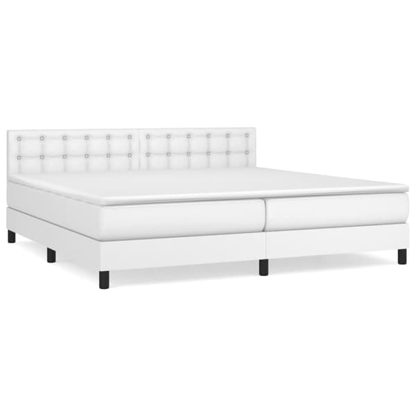 Ramsäng med madrass vit 200x200 cm konstläder