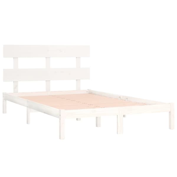 Sängram vit massivt trä 200x200 cm