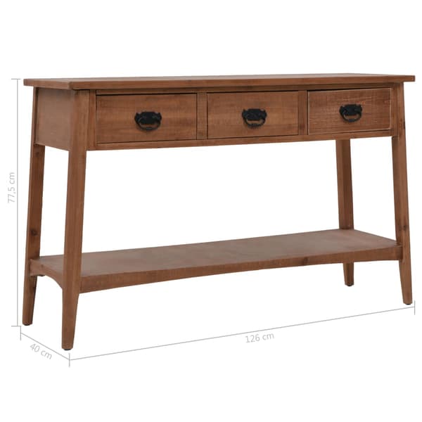Konsolbord massivt granträ 126x40x77,5 cm brun