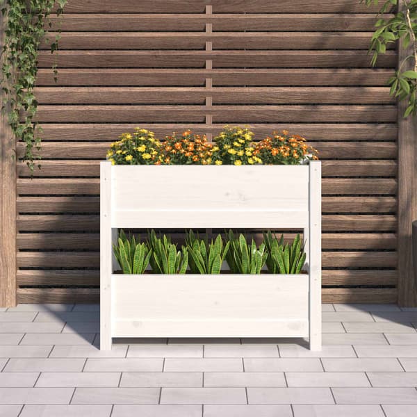 Odlingslåda vit 77x25x66 cm massiv furu