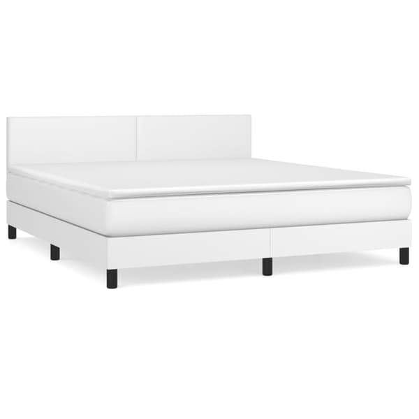 Ramsäng med madrass vit 160x200 cm konstläder