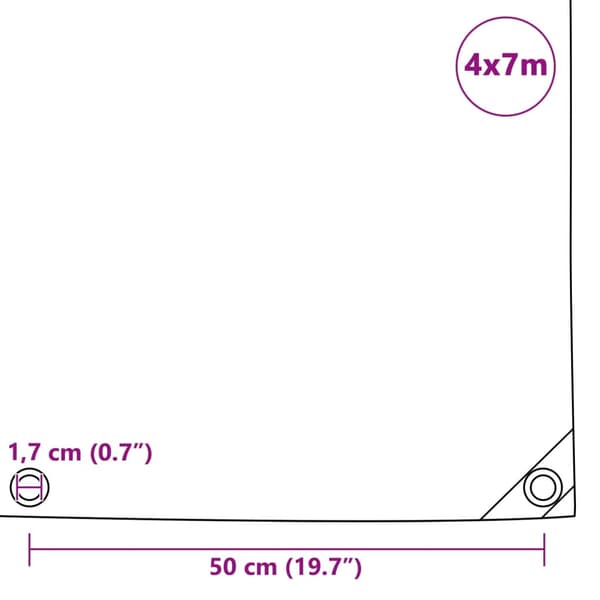 Presenning 650 g/m² 4x7 m grå
