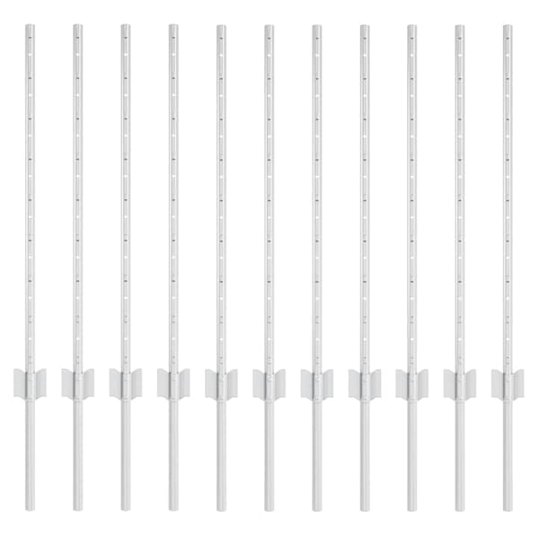 Stängselstolpe 11 pcs Silver 80 cm Stål