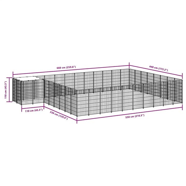 Hundgård svart 25,41 m² stål