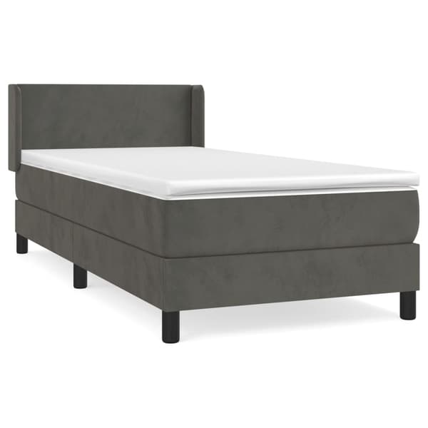 Ramsäng med madrass mörkgrå 90x190 cm sammet