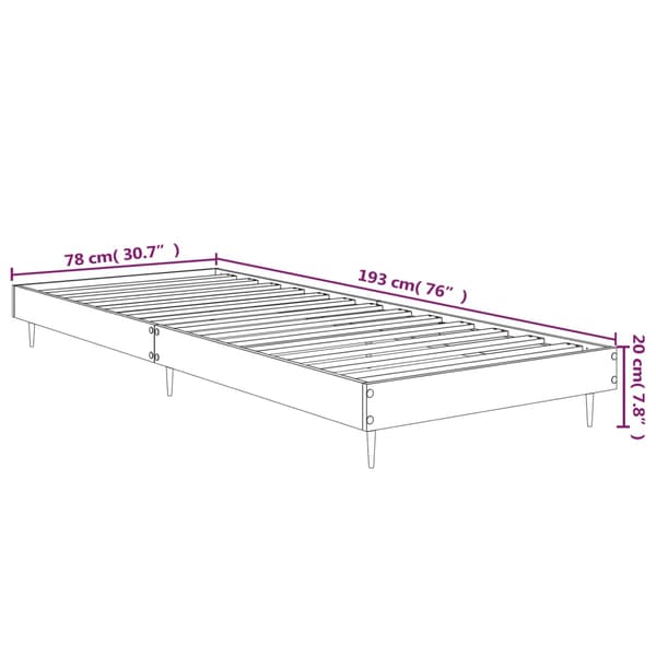 Sängram vit högglans 75x190 cm konstruerad trä