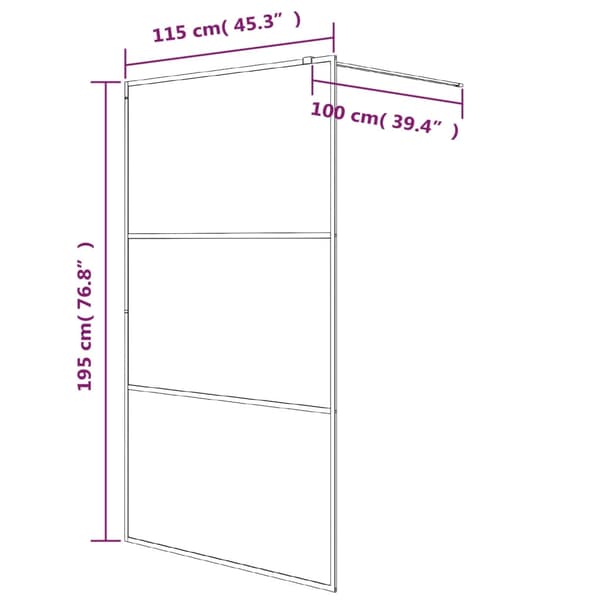 Duschvägg silver 115x195 cm halvfrostat ESG-glas