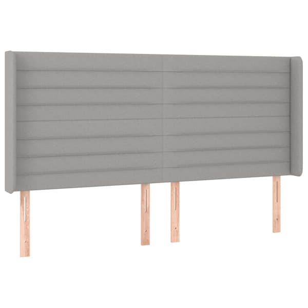 Sänggavel LED ljusgrå 203x16x118/128 cm tyg