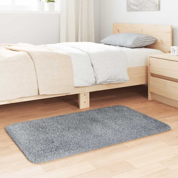 Ryamatta med lång lugg NAVARRA ljusgrå 60x100 cm polyester
