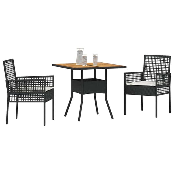 Trädgårdsmöbelset 3 pcs Svart konstrotting