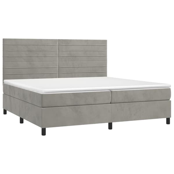 Ramsäng med madrass ljusgrå 200x200 cm sammet