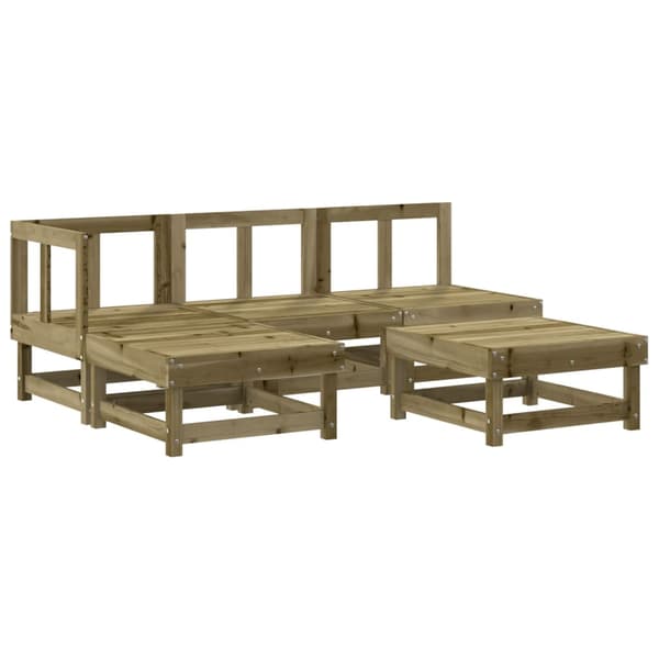 Loungegrupp med dynor 5 delar impregnerad furu