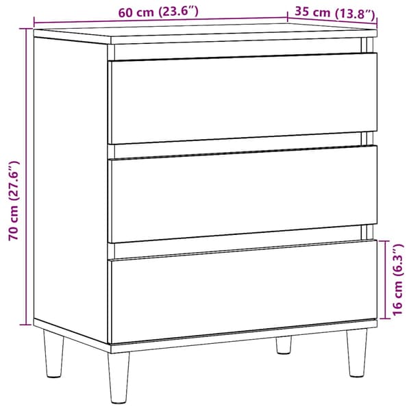 Byrå ek 60x35x70 cm konstruerat trä