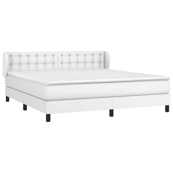 Ramsäng med madrass vit 180x200 cm konstläder