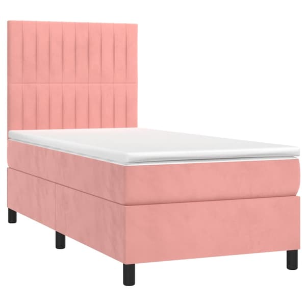 Ramsäng med madrass rosa 90x200 cm sammet