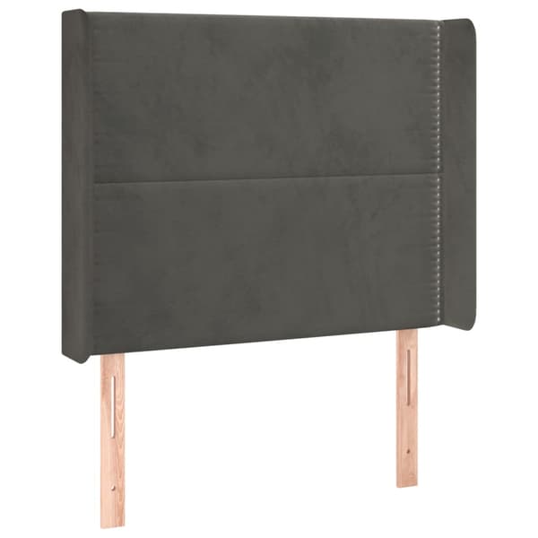 Ramsäng med madrass & LED mörkgrå 80x200 cm sammet