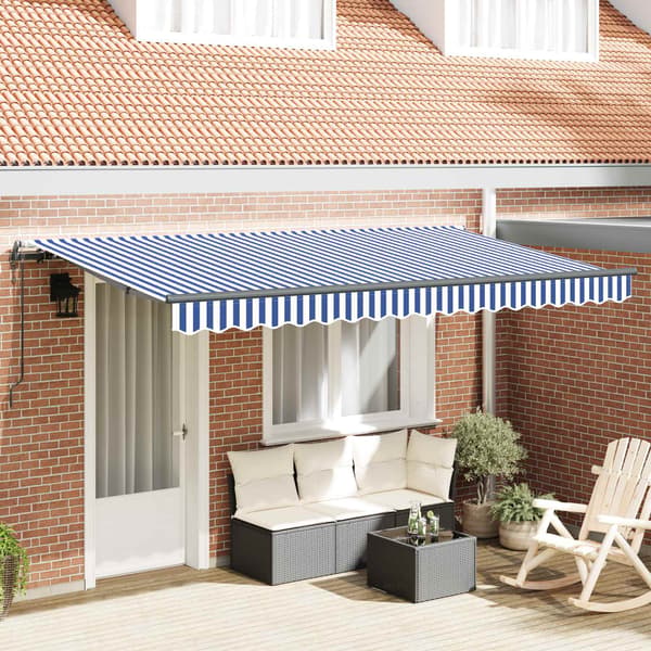 Utfällbar markis Blå 350 x 200 cm tyg