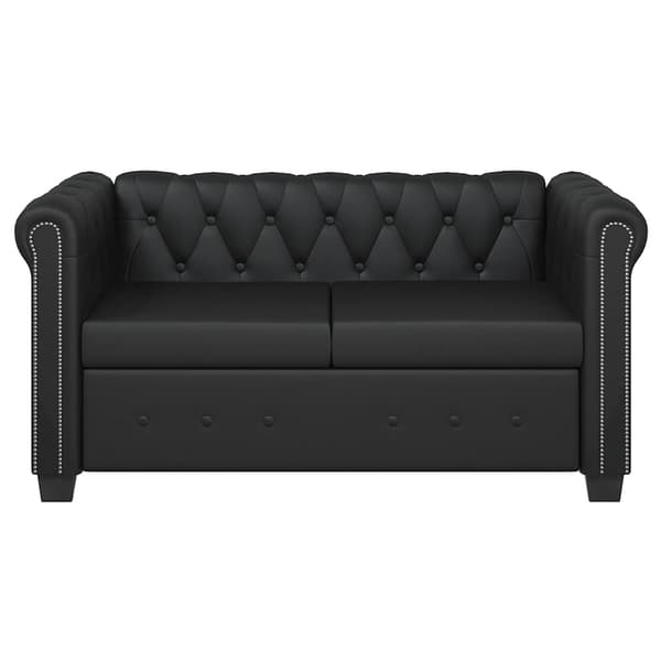 Chesterfield 2-sits konstläder svart