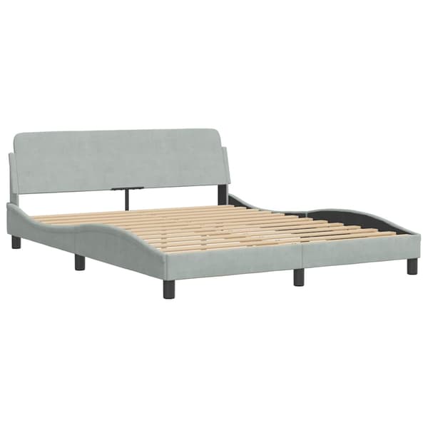 Bed Frame "Dover" Light Grey 160x200 cm Velvet