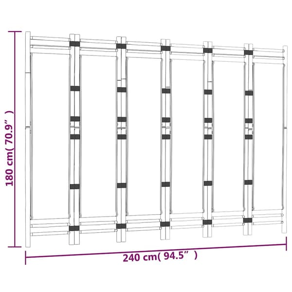 Rumsavdelare 6 paneler hopfällbar 240 cm bambu och kanvas