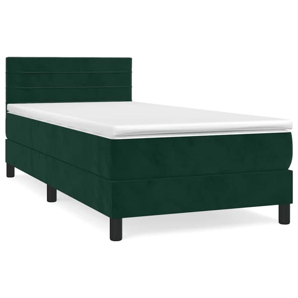 Ramsäng med madrass mörkgrön 100x200 cm sammet