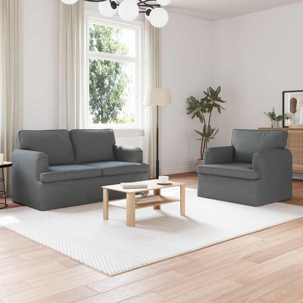 Soffset 2 pcs Mörkgrå 144 x 80 x 85 cm tyg