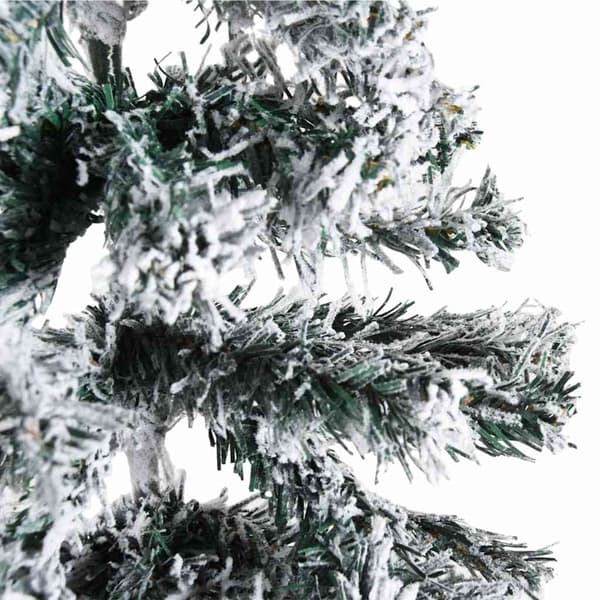 Smal halv plastgran med snö 150 cm