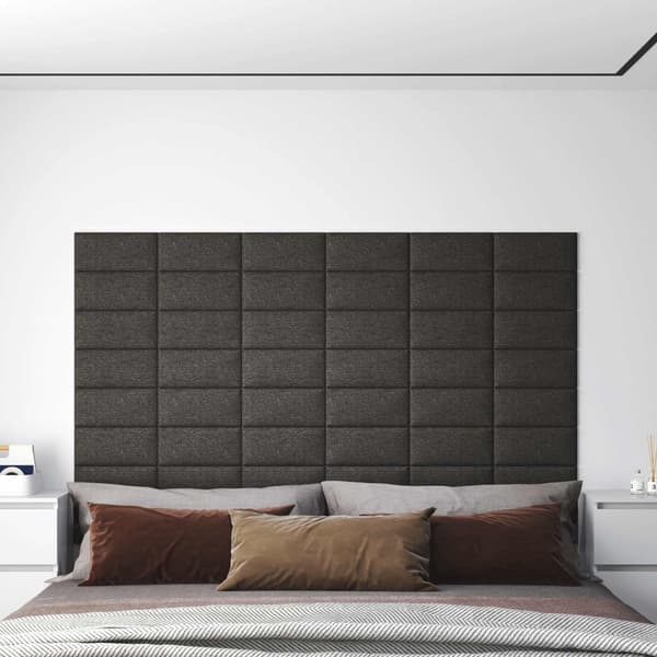 Väggsänggavel 12 pcs 30 x 15 cm Mörkgrå tyg