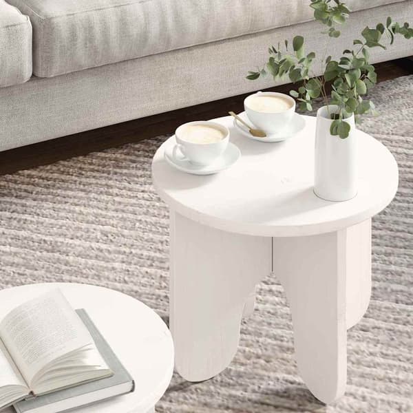 Kaffeebord 2 pcs Vit Massivt tallträ